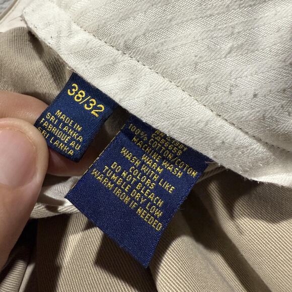 Polo Ralph Lauren Pants Mens 38x32 Khaki Classic Fit Chinos Casual Dress Cotton - Picture 3 of 10